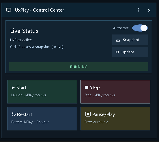 UxPlay Control Center